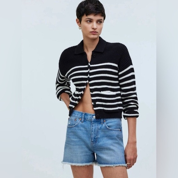 NEW! Madewell Relaxed Mid-Length Denim Shorts Button Fly Blue SZ 25 - Picture 4 of 14